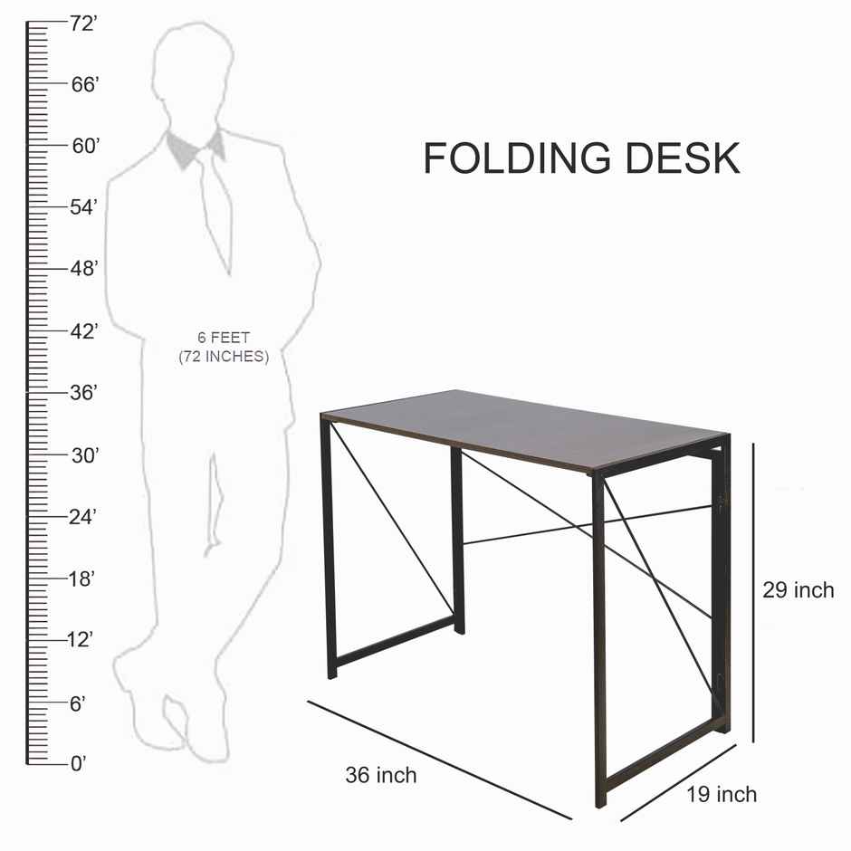 Arlavya Folding Desk | 36"x19" | Engineered Wood Laptop Table | Foldable Table | Study Table | Grey