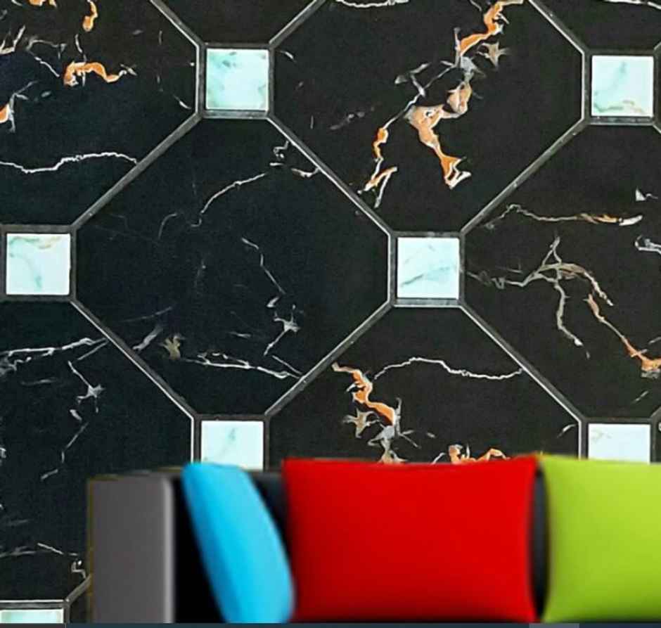 Wollzo Black Marble Wallpaper Self Adhesive Peel and Stick Wall Decor 45 x 500 cm