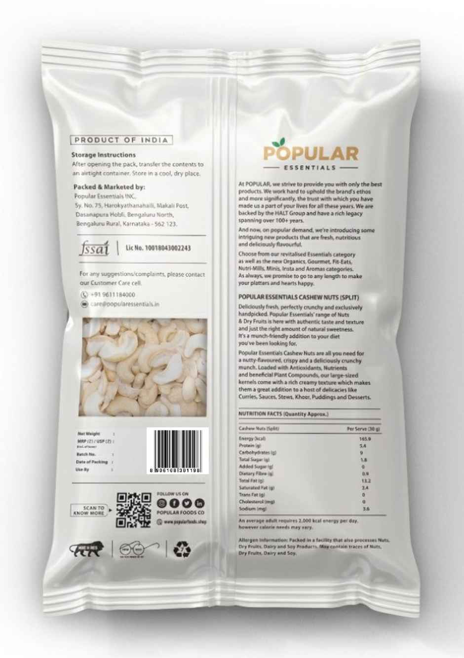 Popular Essentials Cashew Split