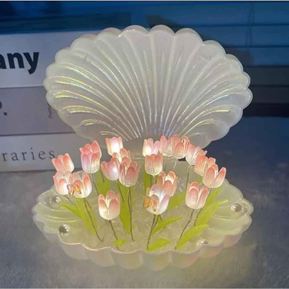 Desidiya Diy Tulip Shell Table Lamp Elegant Decorative Lighting