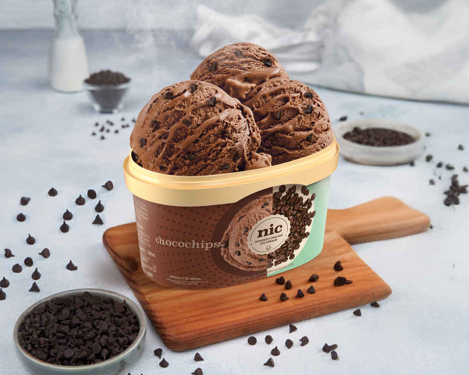 NIC Chocochips Ice Cream Tub | Preservative Free | No Artificial Flavors