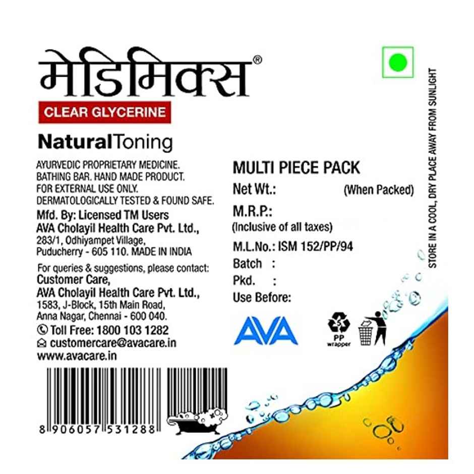 Medimix Clear Glycerine Natural Toning Bathing Soap with Tea Tree Oil & Honey