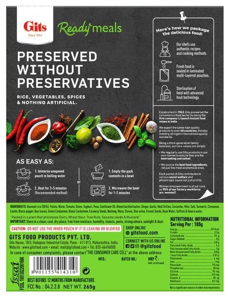 Gits Veg Biryani Ready to Eat