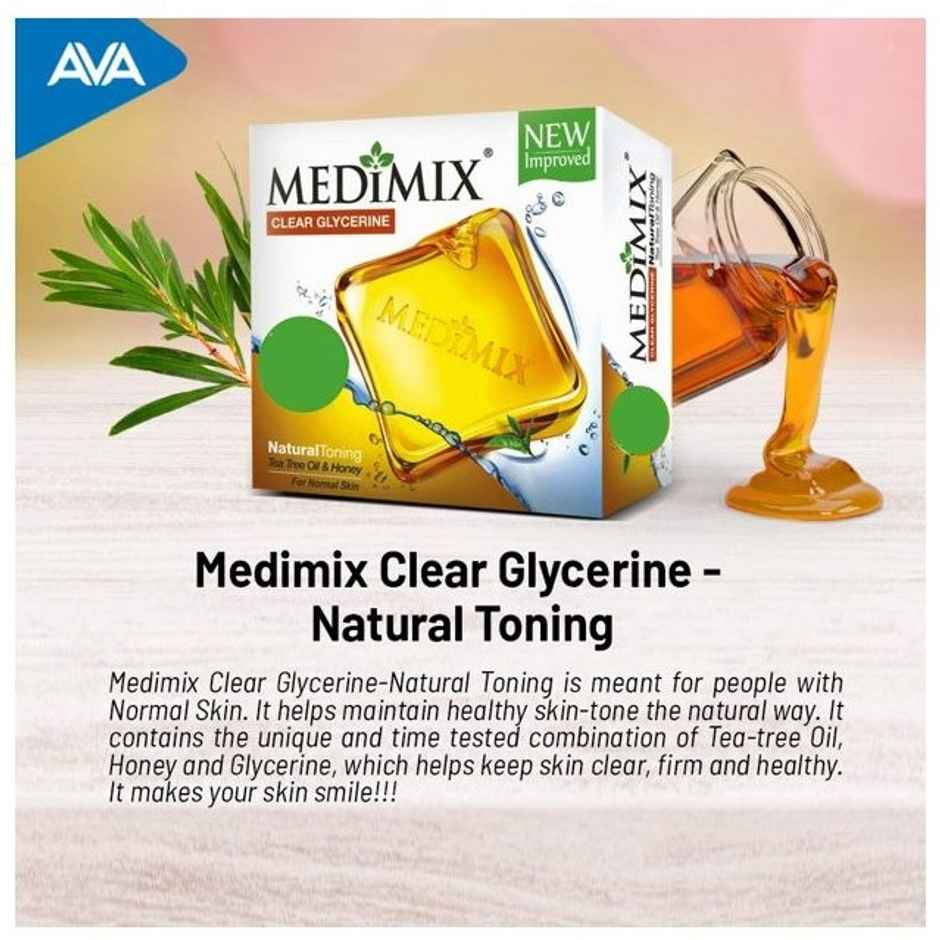 Medimix Clear Glycerine Natural Toning Bathing Soap with Tea Tree Oil & Honey
