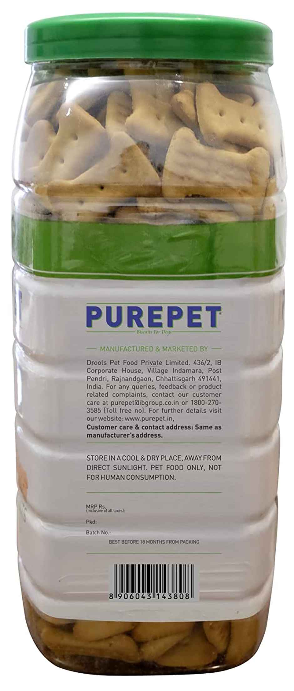 Purepet 100% Vegeterian Dog Biscuit Treats Jar
