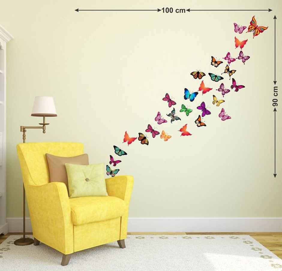 Wollzo 72 cm Colorful Butterflies (100 x 90 cm) Self Adhesive Sticker
