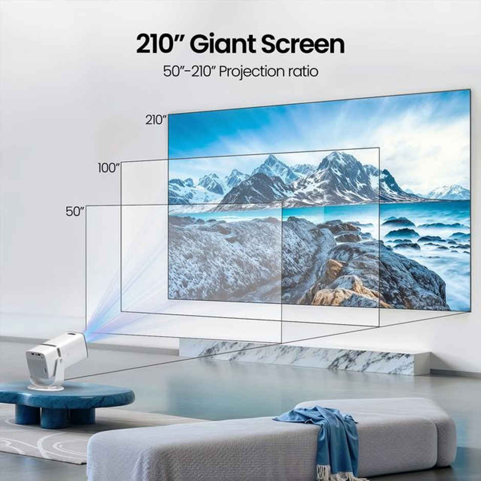 E GATE Atom 3X 4K Projector, Native 1080p, 300 ISO, Android, WiFi 6, Rotatable