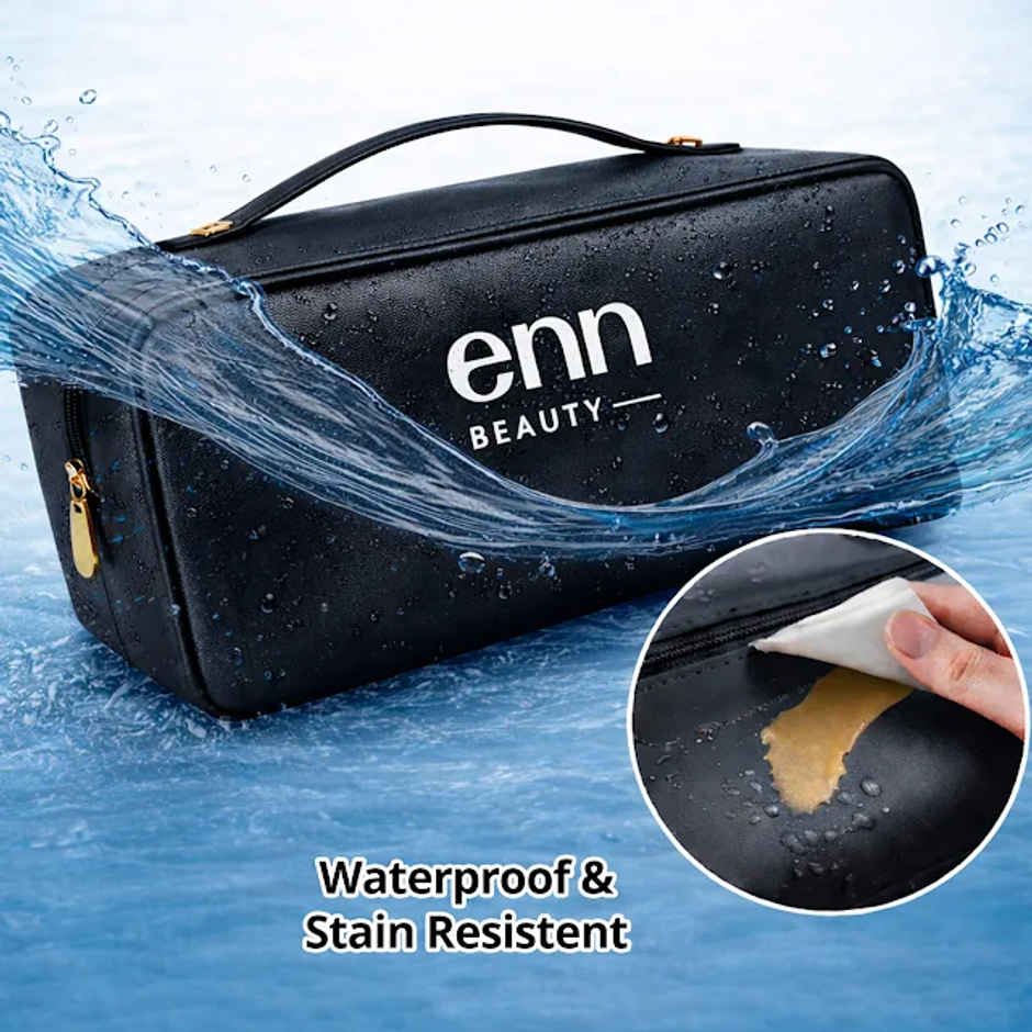 ENN Beauty Black Travel Tote Bag | Makeup & Toiletry Organizer Bag