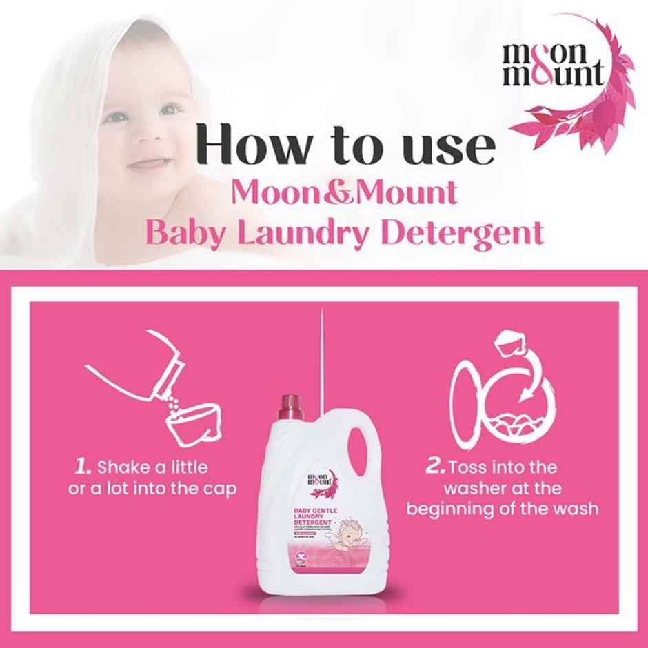 Moon And Mount Baby Laundry Liquid Detergent Washing Liquid For Baby Clothes Leaf Love (Rose) 5 l
