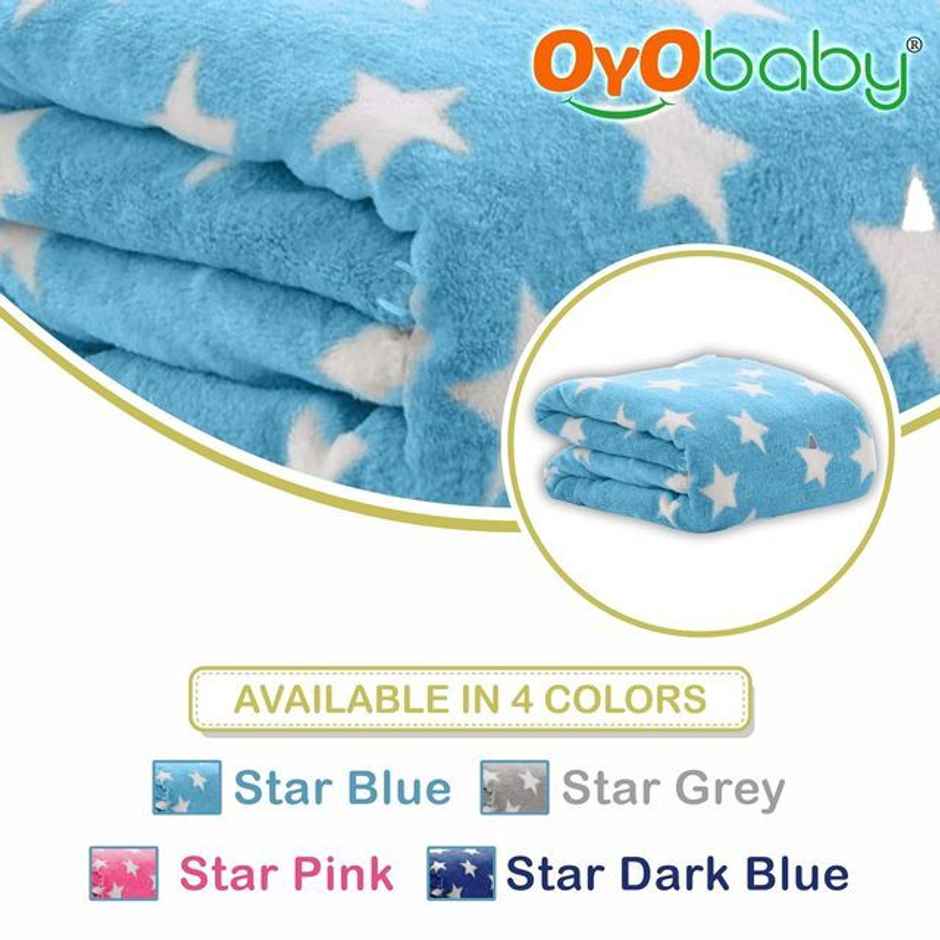 Oyo Baby Blanket Wrapper Blanket For Babies 100 X 75 Cm Star Blue + Gray 0-24 Months