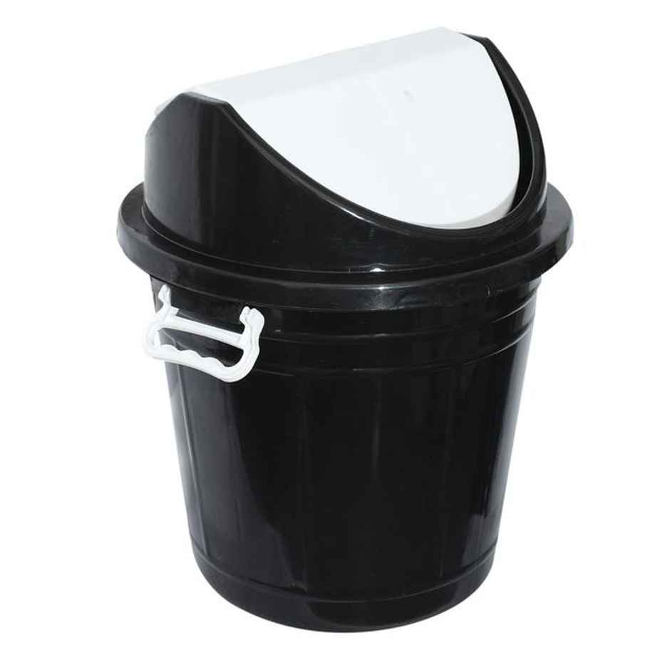 Kuber Industries 30 Litres Plastic Large Swing Lid Garbage Waste Dustbin for Home | Office (Black)