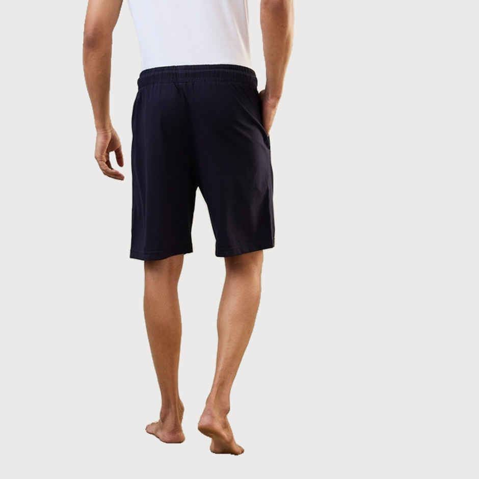 Sleepz by Raymond Mens Regular Fit Solid Pattern Cotton Polyester Blend Shorts | M-Dark Blue
