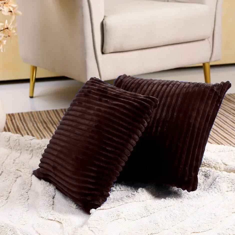 Status Ribbed Cushion Cover Set Of 2 40 Cm x 40 Cm - Brown