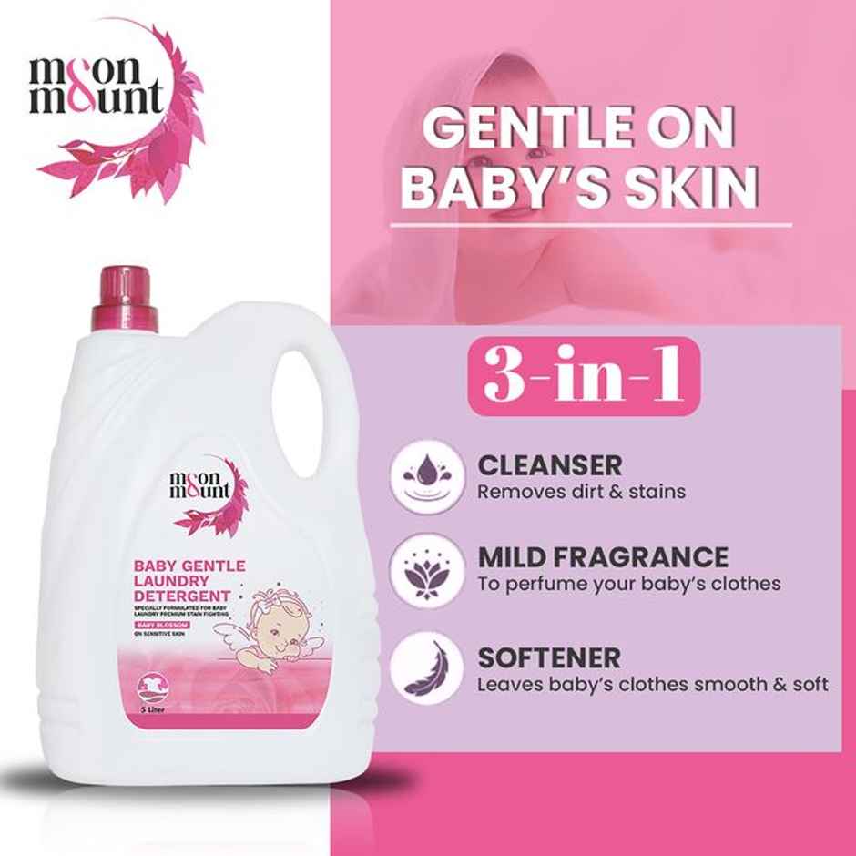 Moon And Mount Baby Laundry Liquid Detergent Washing Liquid For Baby Clothes Leaf Love (Rose) 5 l