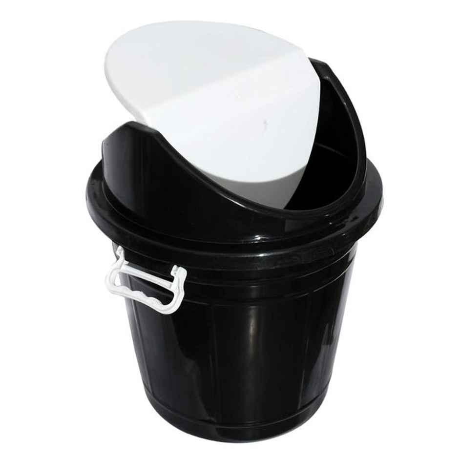 Kuber Industries 30 Litres Plastic Large Swing Lid Garbage Waste Dustbin for Home | Office (Black)