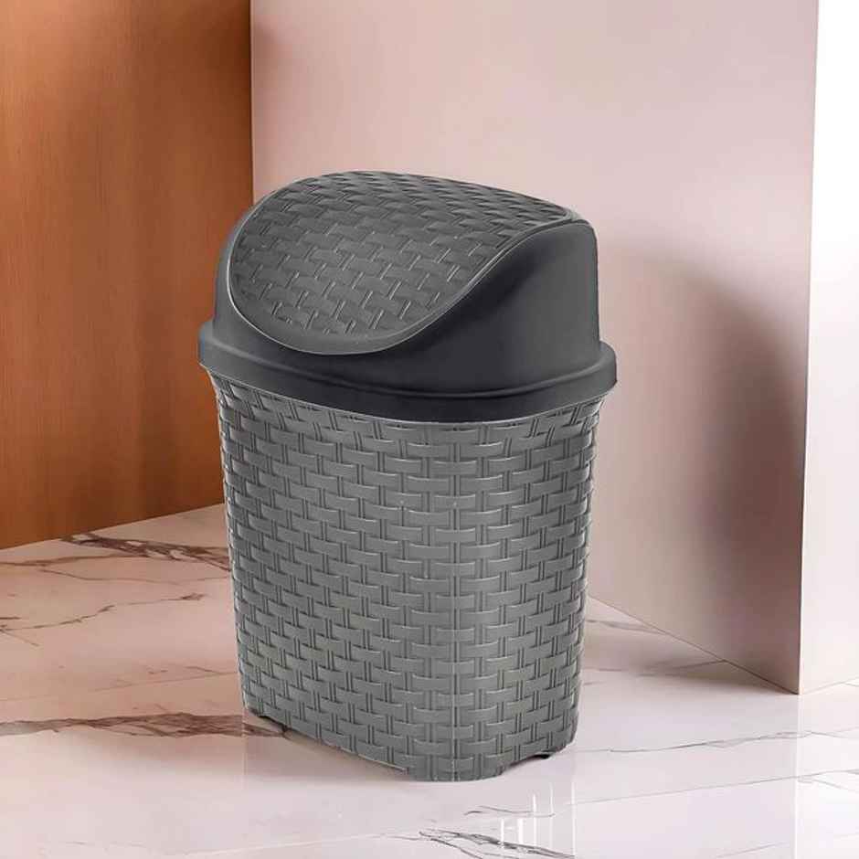 Kuber Industries Plastic Dustbin | Trash Can | Waste Bin With Swing Lid 7 Litre | Grey