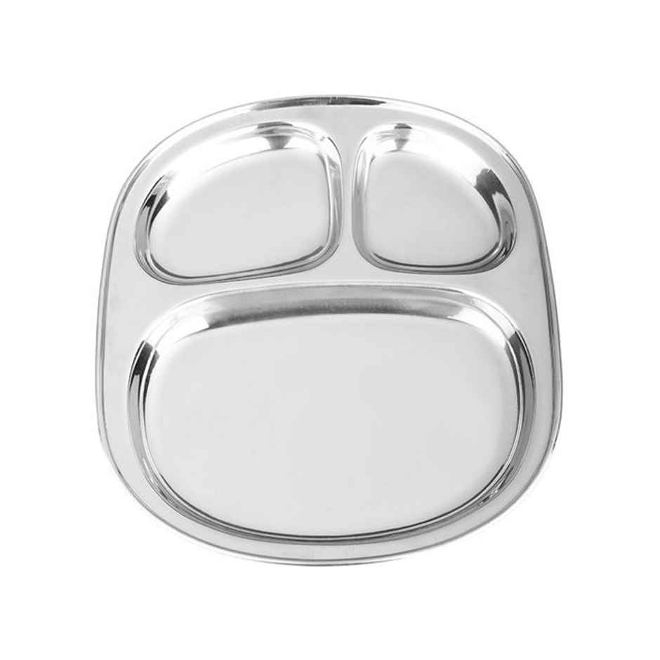 BAY6 Steel Idly - Pav Bhaji Plate 24.5 Cm | 2 Piece