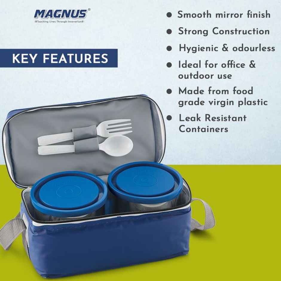Magnus Fancy 3 Steel Lunch Box Set With Stainless Steel Washable Cover, And Stylish Carry Bag