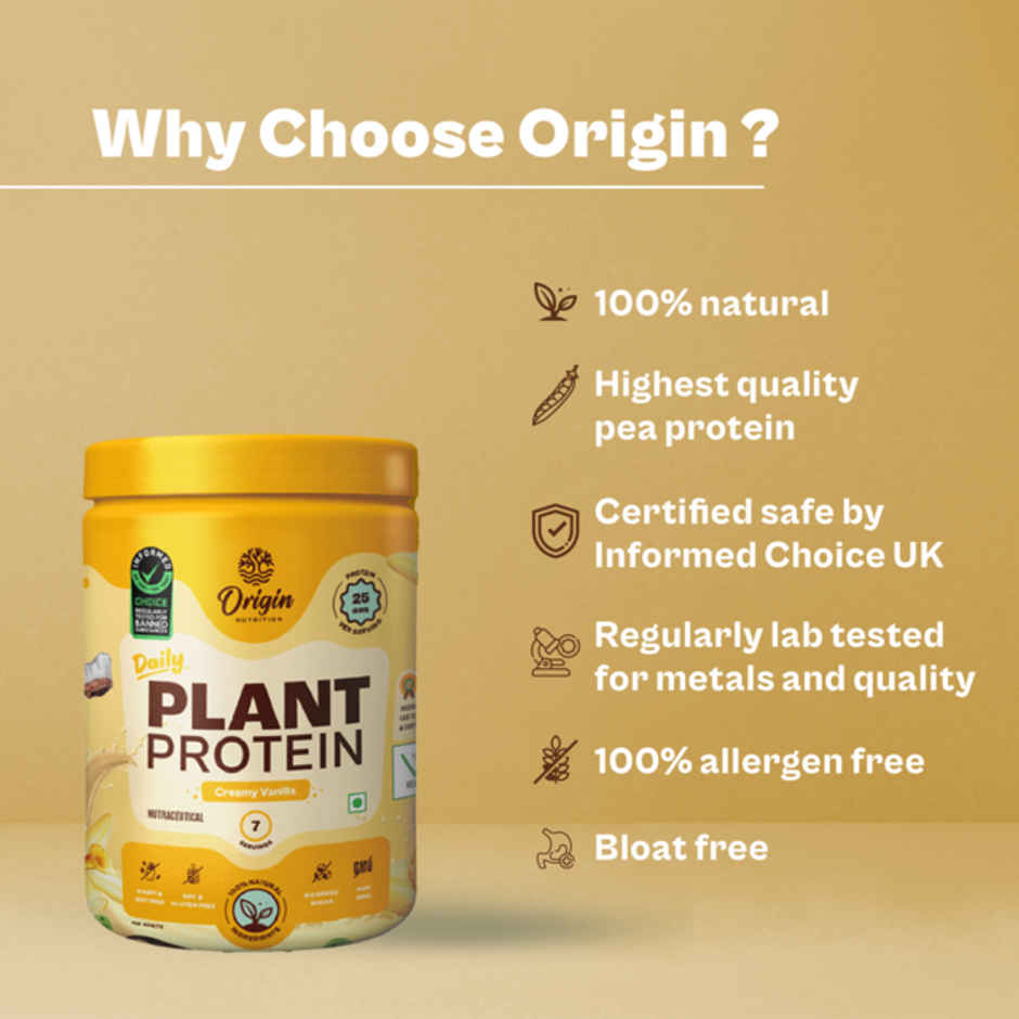 Origin Nutrition Daily Plant Protein Vanilla Flavour- 7 Servings