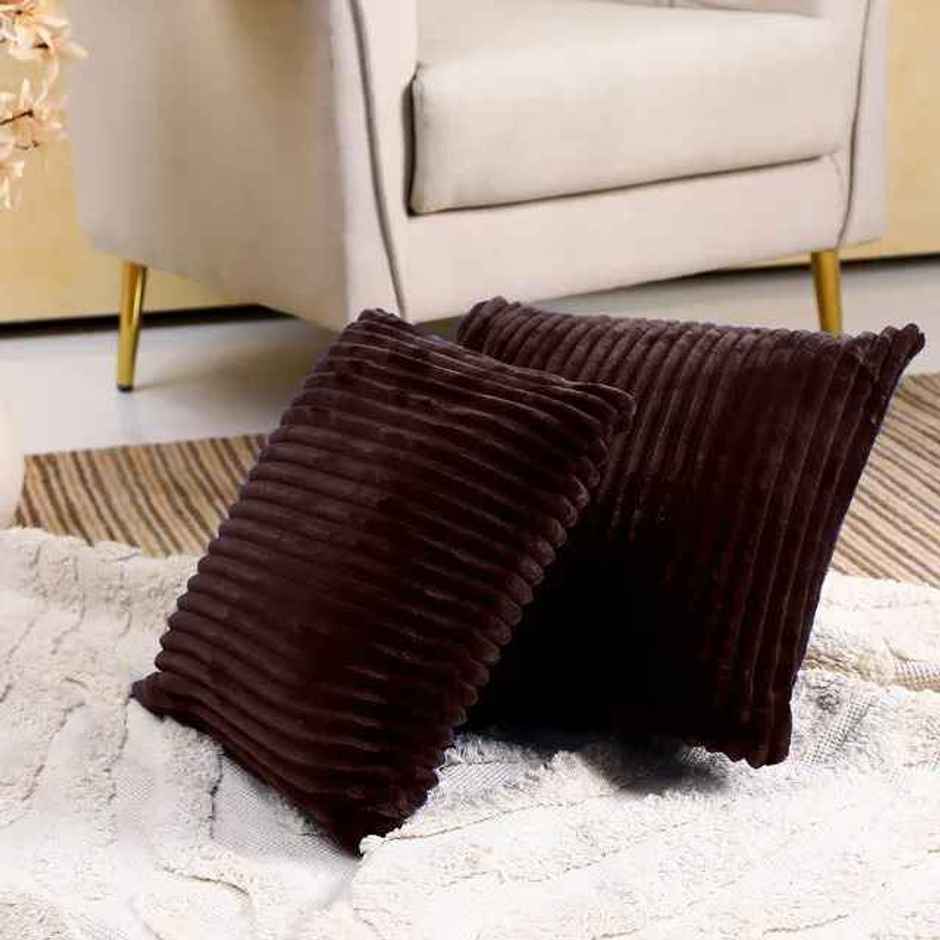 Status Ribbed Cushion Cover Set Of 2 16 x 16 in - Brown