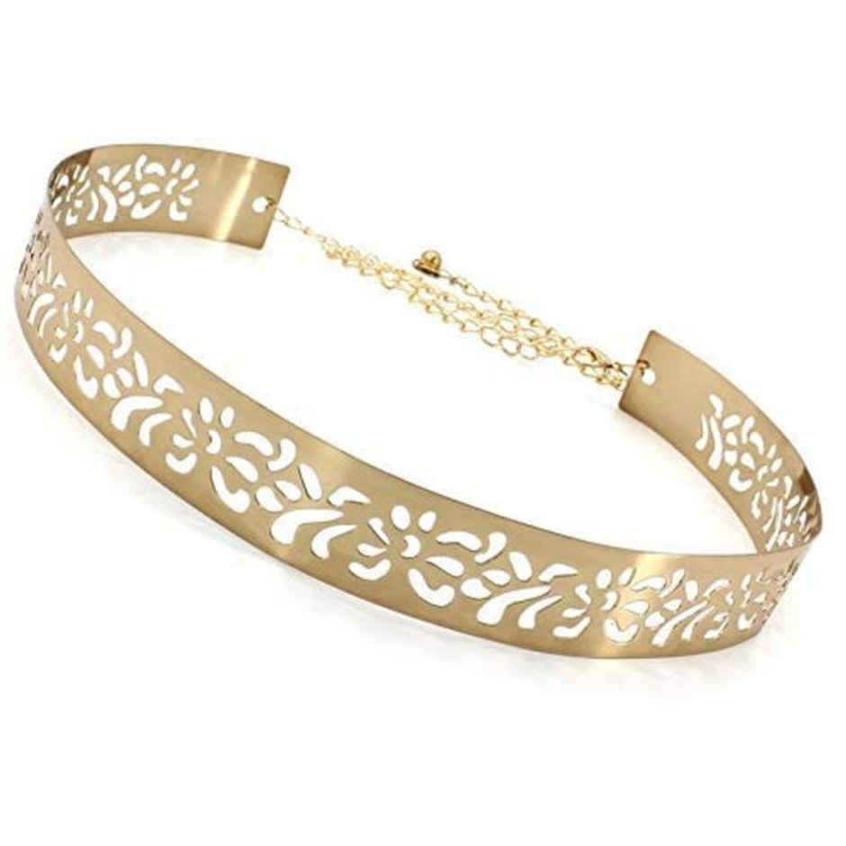 YouBella Jewellery Celebrity Inspired Adjustable Metal Plate Type Golden Kamarband Waist Belt (S-2)