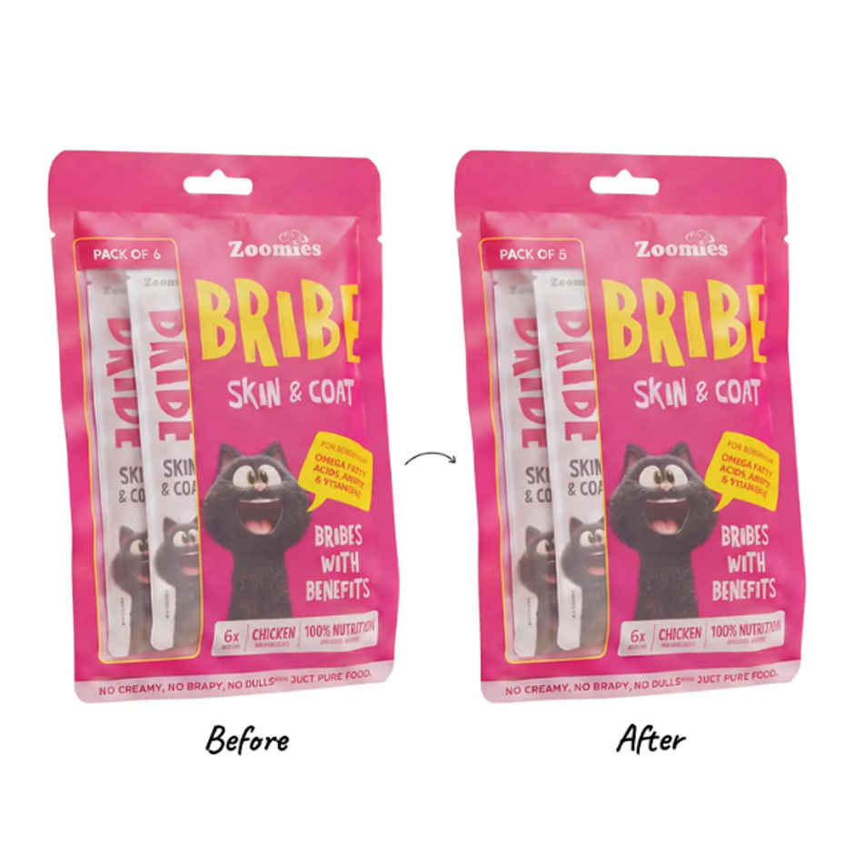 Zoomies BRIBE Cat Treats - 0% Junk, 100% Real Meat |Skin and Coat Care