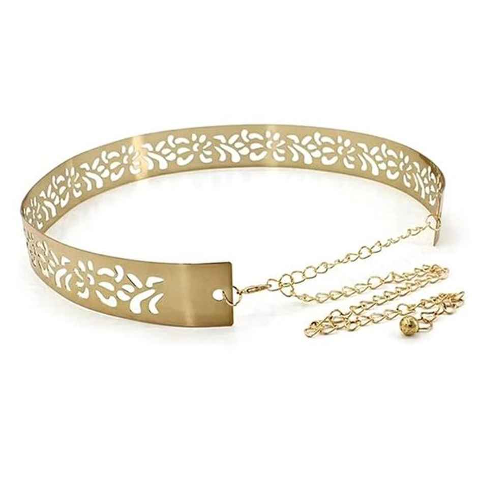 YouBella Jewellery Celebrity Inspired Adjustable Metal Plate Type Golden Kamarband Waist Belt (S-2)