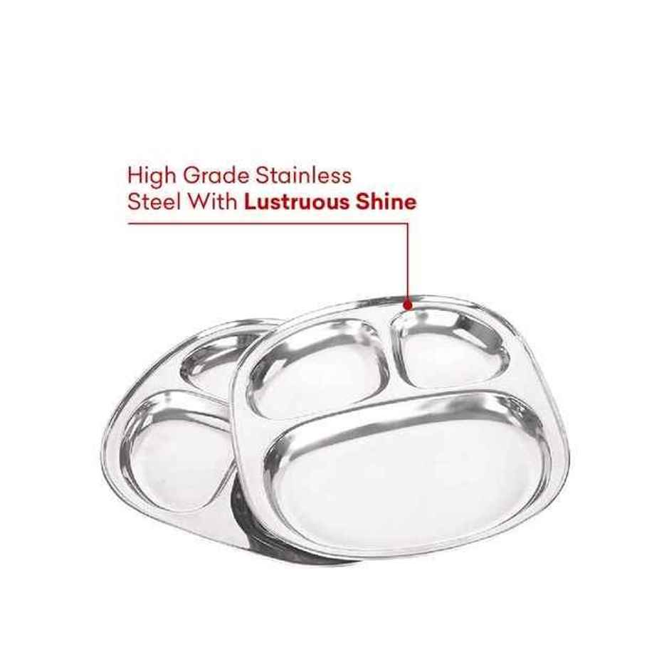 BAY6 Steel Idly - Pav Bhaji Plate 24.5 Cm | 2 Piece