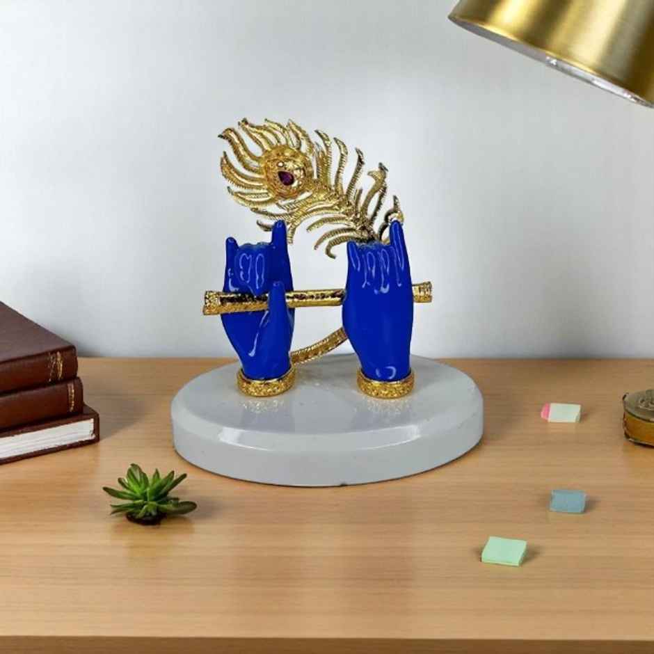 TiyuTrendzz Blue Krishna Murli Hands raisin Idol for Car Dashboard | Home Decor | Pooja