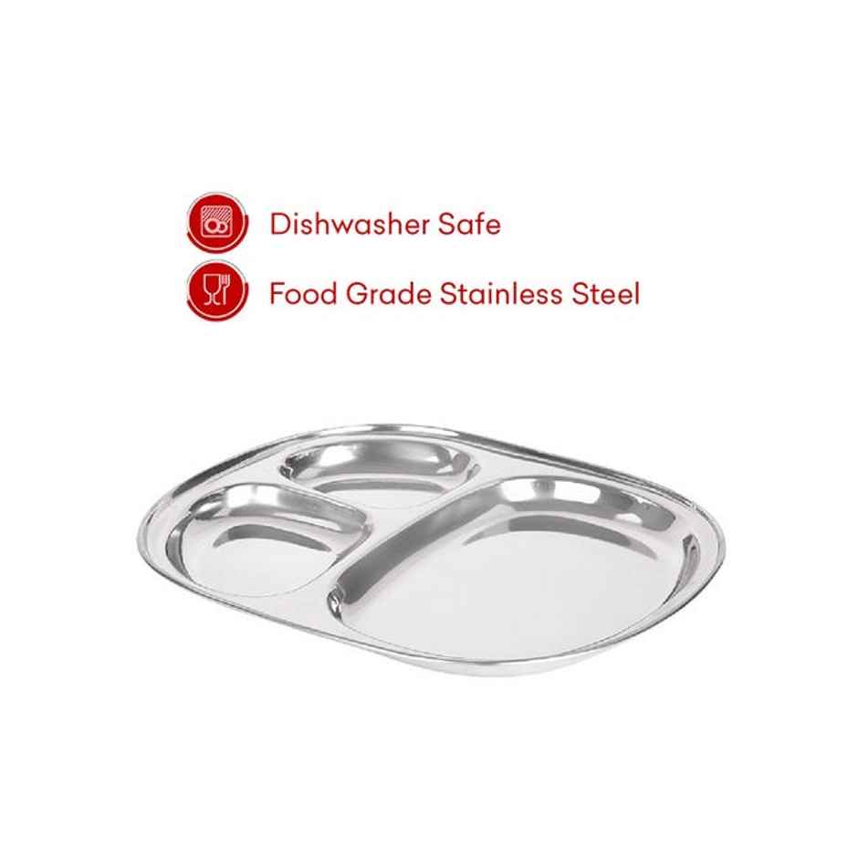 BAY6 Steel Idly - Pav Bhaji Plate 24.5 Cm | 2 Piece