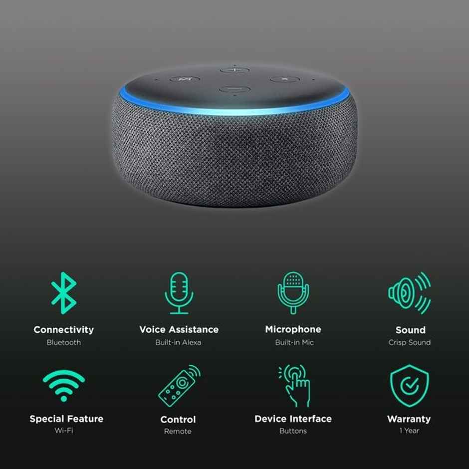 Amazon Echo Dot (3rd Gen) - 1 Smart Speaker Brand In India With Alexa (Black)