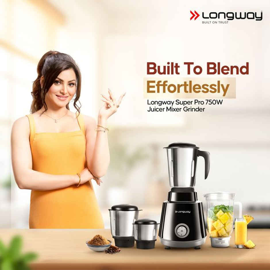 Roto Max Up to 750W Max Output Juicer Mixer Grinder | 2 Years Warranty | 4 Jars | Black & Grey
