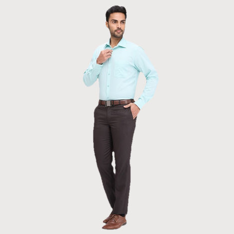 Park Avenue Men's Regular Fit Poly Viscose Blend Pleatless Formal Trouser | 32 | Brown