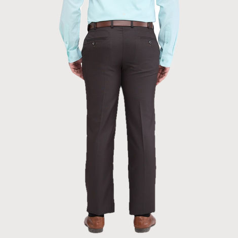 Park Avenue Men's Regular Fit Poly Viscose Blend Pleatless Formal Trouser | 32 | Brown