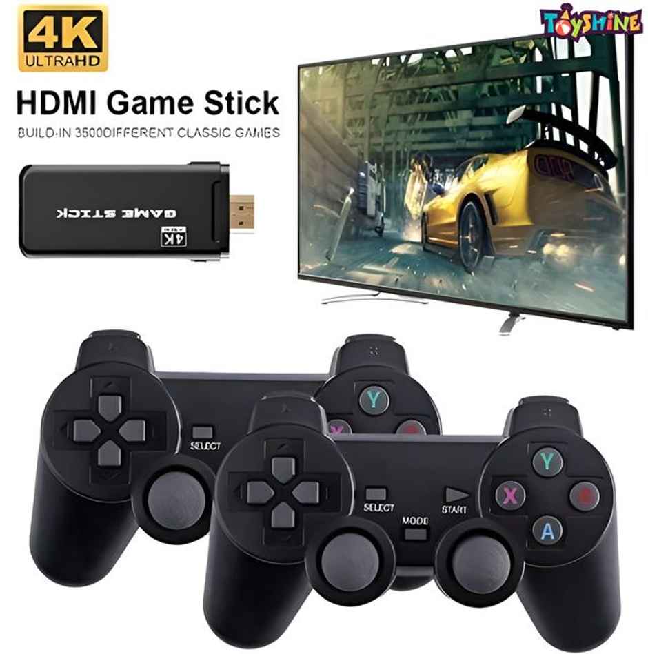 Toyshine Wireless Usb Video Game Console Game Stick Built-In 3000 Classic 4K Ultra Hd Game Stick