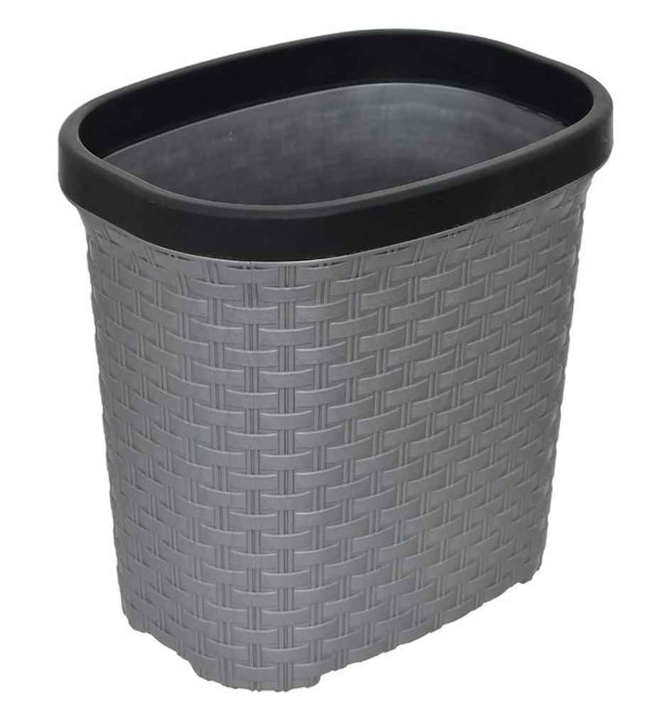 Kuber Industries 7 Litre Multiuse Open Plastic Dustbin For Home | Kitchen | Office | Grey