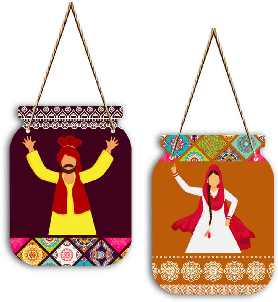 Saf Set Of 2 Jar Shape Mdf Designer Wall Hanging|Wall Decoration|Whb-J-07