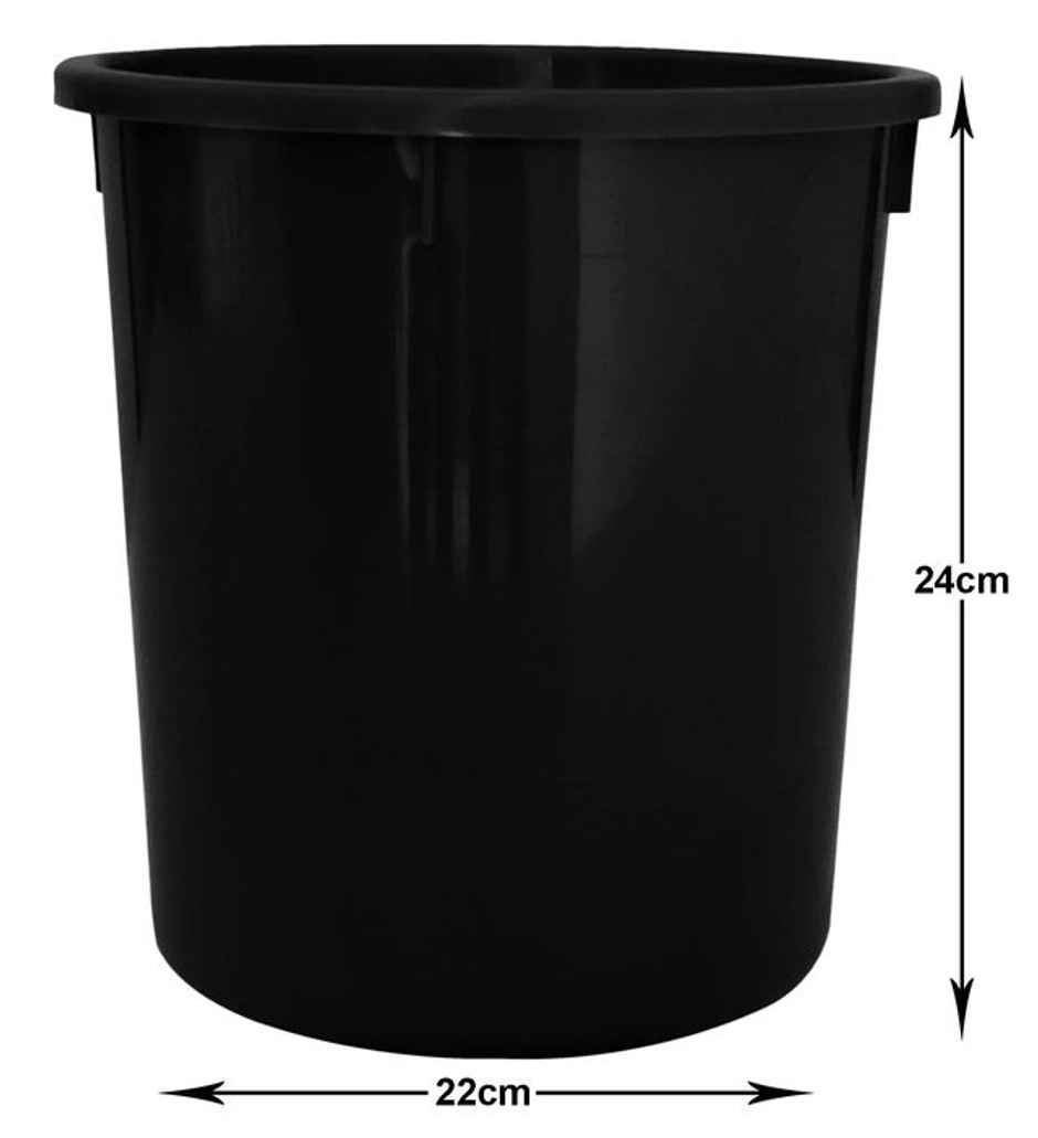 Kuber Industries Plastic 5 L Round Open Top Dustbin|Solid Color & Durable Plastic|(Black)