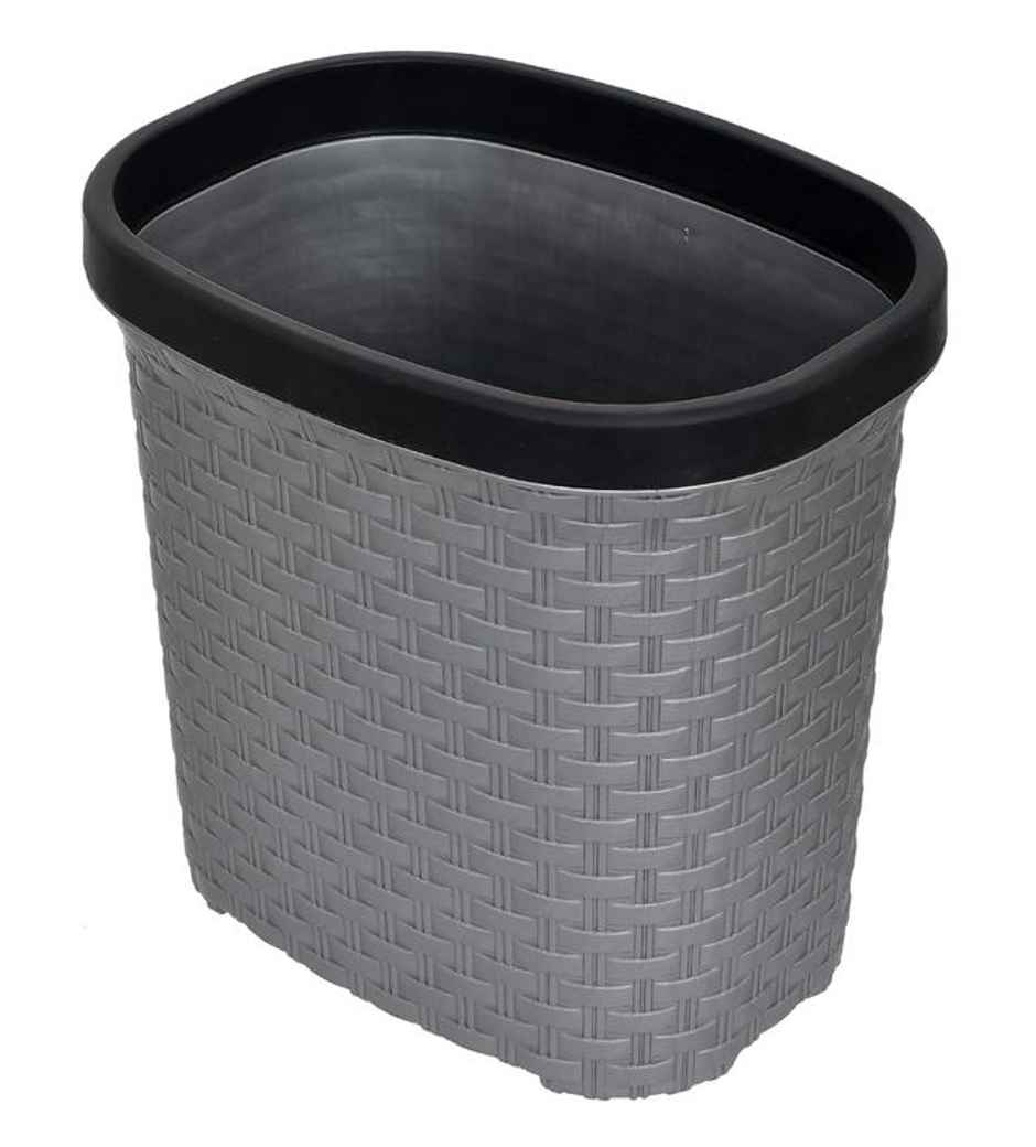 Kuber Industries 7 Litre Multiuse Open Plastic Dustbin For Home | Kitchen | Office | Grey