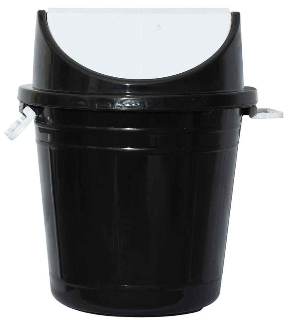 Kuber Industries 30 Litres Plastic Large Swing Lid Garbage Waste Dustbin for Home | Office (Black)
