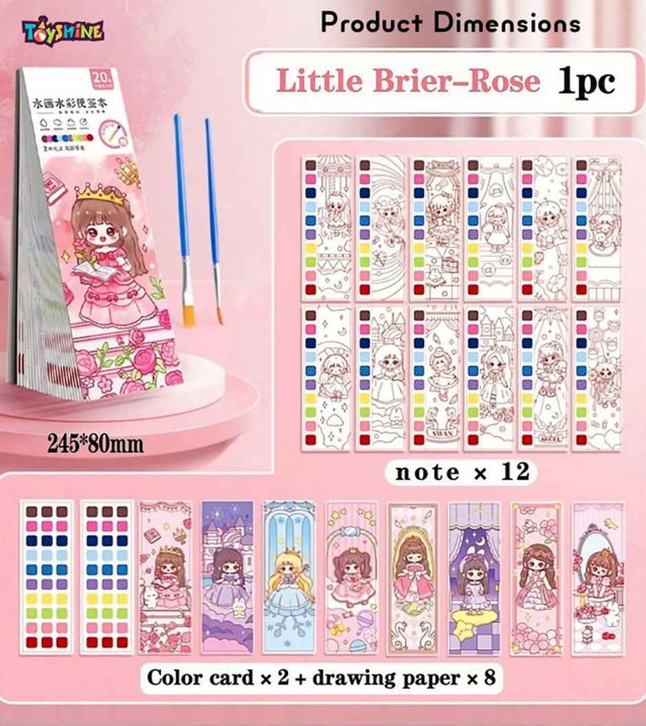 Toyshine Pack Of 4 Pocket Painting Book With Magic Water Paints 12 Drawings, 8 Water Paper