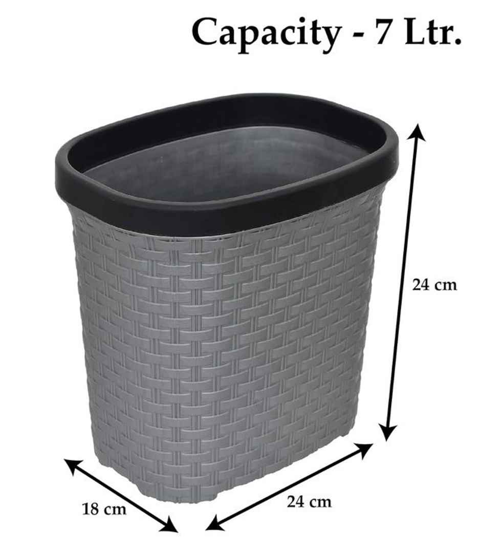 Kuber Industries 7 Litre Multiuse Open Plastic Dustbin For Home | Kitchen | Office | Grey