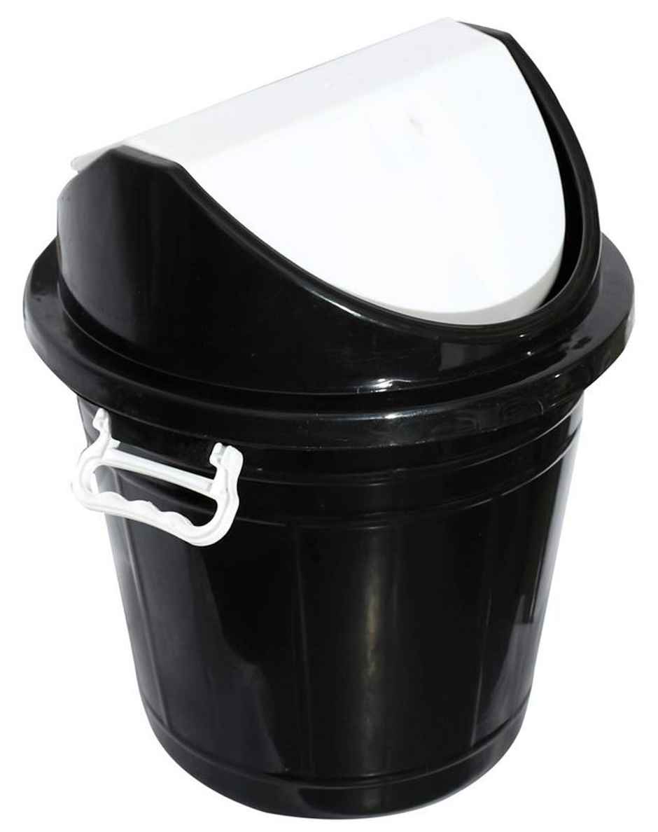 Kuber Industries 30 Litres Plastic Large Swing Lid Garbage Waste Dustbin for Home | Office (Black)