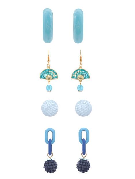 Rubans Set of 4, Blue Charming Set of Earrings