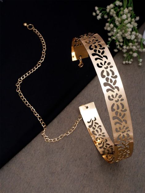 YouBella Jewellery Celebrity Inspired Adjustable Metal Plate Type Golden Kamarband Waist Belt (S-2)