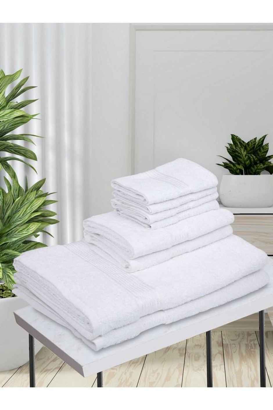 Kopa Quick Dry Pure Cotton Soft Terry Towel 2Pc Bath, 2Pc Hand, 4Pc FaceD'Ross | Pack of 8 | White
