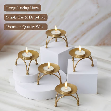 Tea Light Candles | Premium and Long Burning | 8 g Aluminium Cup Festive Candles | White | Set of 50 | Oye Happy