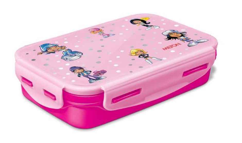 Milton Steely Deluxe Mini Inner Steel Kids Tiffin Box, 400 Ml, Pink, 1 Pc