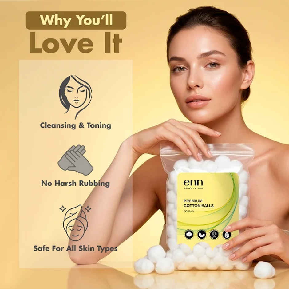 ENN Beauty Premium Cotton Balls Pure Soft Lint Free Highly Absorbent