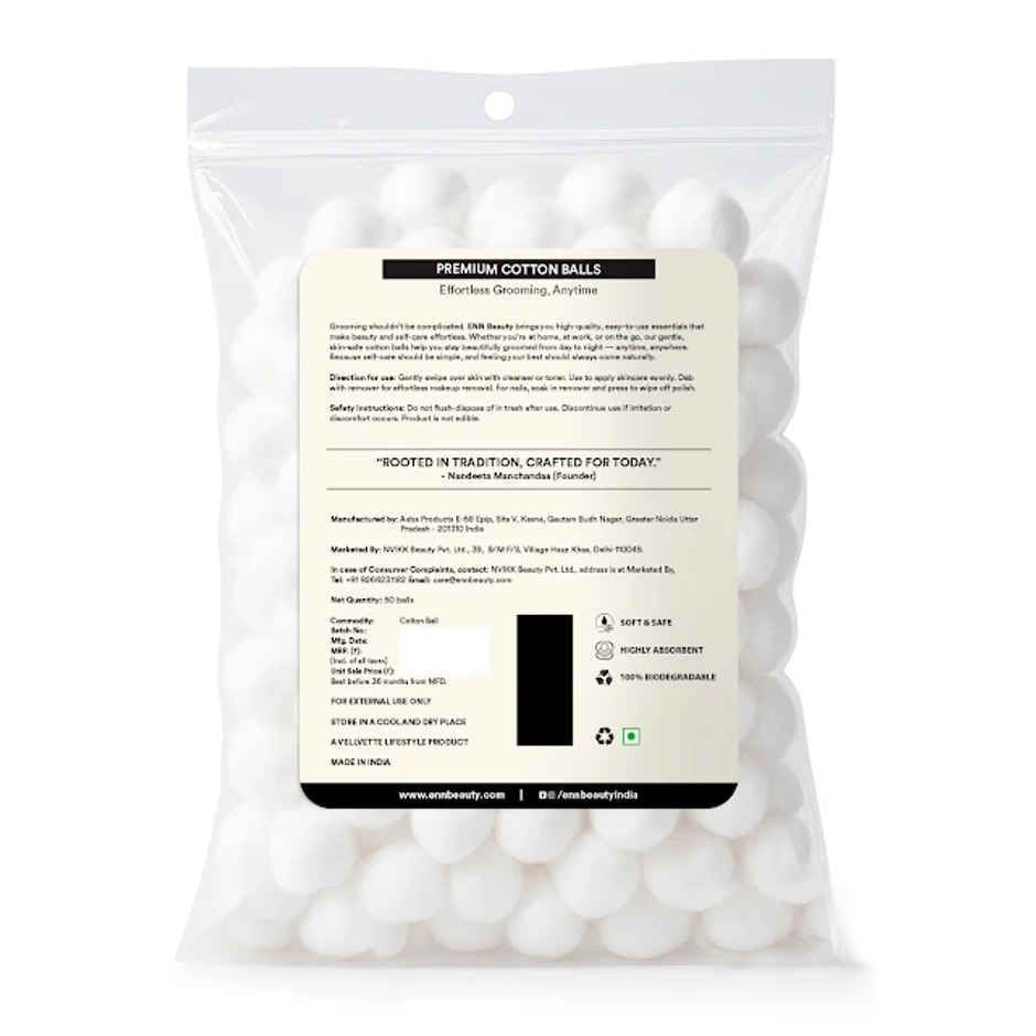 ENN Beauty Premium Cotton Balls Pure Soft Lint Free Highly Absorbent